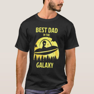 Best Dad In The Galaxy Alien Ufo Moon Sunset Fathe T-Shirt