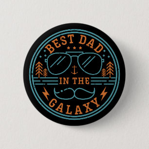 Best Dad In The Galaxy Vintage Retro Father's Day 6 Cm Round Badge