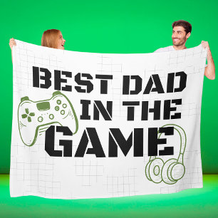 Best Dad in the Game Large Gift for Gamer Fleece Blanket