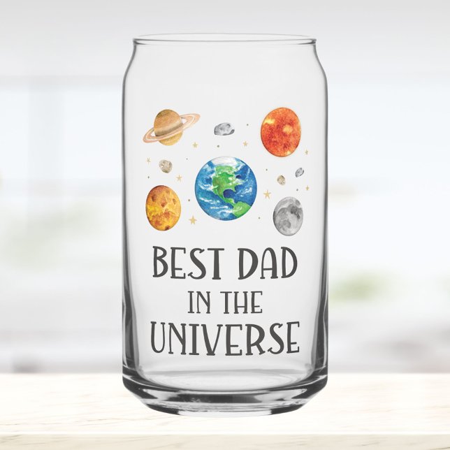 Best Dad in The Universe Funny Quote Fathers Day  Can Glass (Creator Uploaded)
