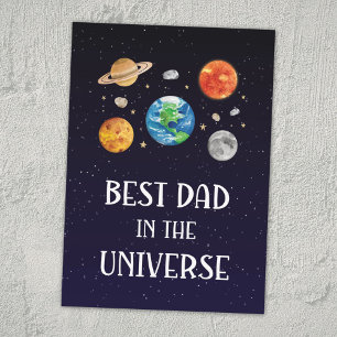 Best Dad in The Universe Quote Fathers Day Flat Card