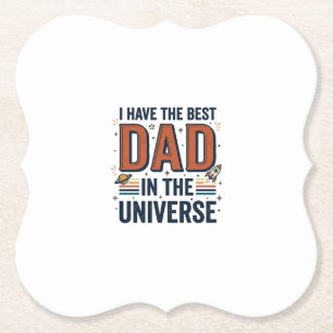 Best Dad in the Universe Space Vector Design_1 Paper Coaster