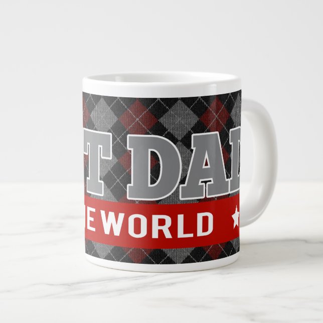 Best Dad in the World Argyle Patterned Large Coffee Mug (Front Right)