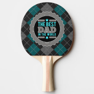 Best Dad in the World Argyle Patterned Ping Pong Paddle