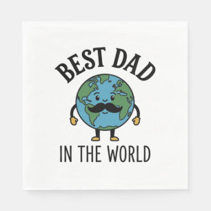Best Dad in the World Earth Moustache Shirt Design Napkin