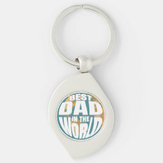 Best Dad in the World Father's Day Retro Earth Key Ring