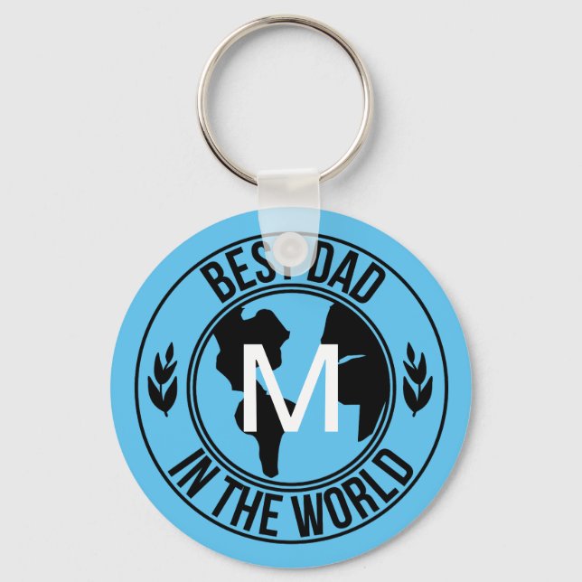 BEST DAD IN THE WORLD MONOGRAMMED KEY CHAIN (Front)