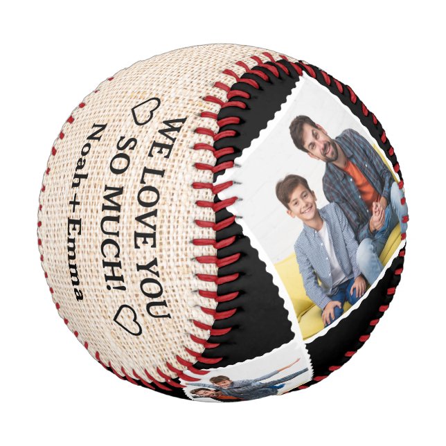 Best Dad In The World, Personalised 4 Photos Baseball (Angled)