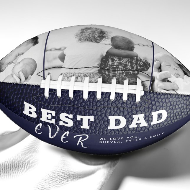 Best Dad Leather Father`s Day 3 Photo Collage Football (Creator Uploaded)