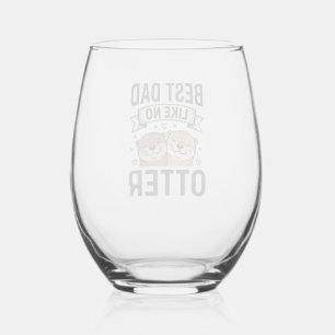 Best Dad Like No Otter Cute Otter Fathers Day Desi Stemless Wine Glass