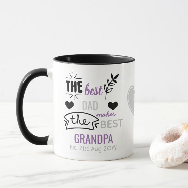 Best DAD Makes Best GRANDPA New Baby Announcement Mug (With Donut)