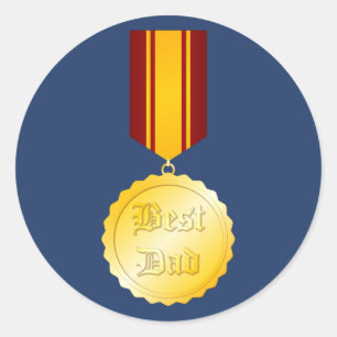 Best Dad Medal Brooch Father’s Day Classic Round Sticker