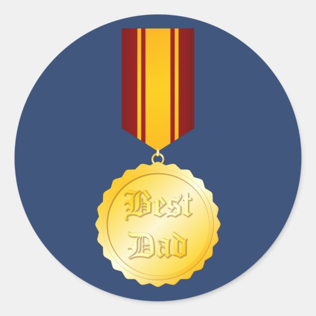 Best Dad Medal Brooch Father’s Day Classic Round Sticker (Front)