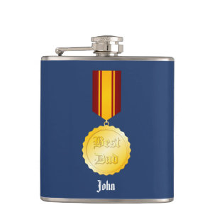 Best Dad Medal Brooch Father’s Day Hip Flask