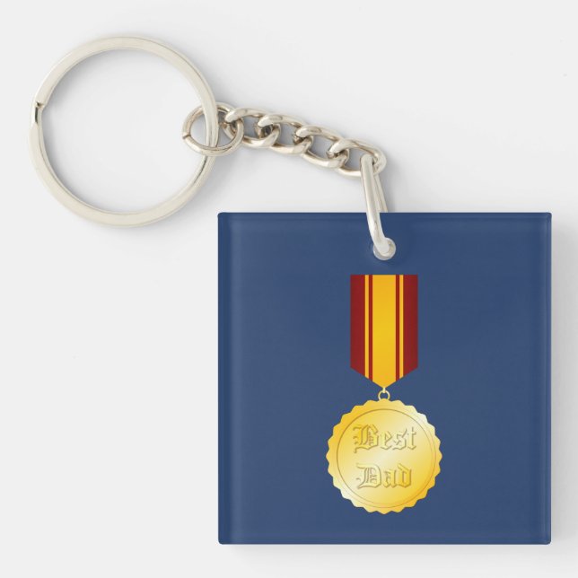 Best Dad Medal Brooch Father’s Day Key Ring (Front)
