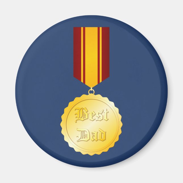 Best Dad Medal Brooch Father’s Day Magnet (Front)