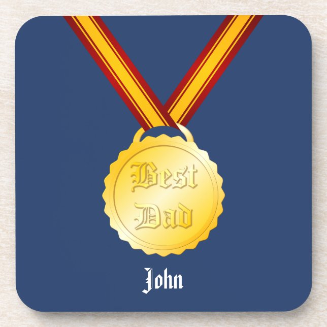 Best Dad Medal Father’s Day Coaster (Front)