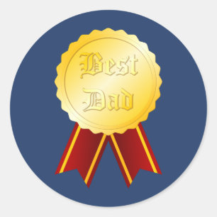 Best Dad Medal Ribbon Father’s Day Classic Round Sticker