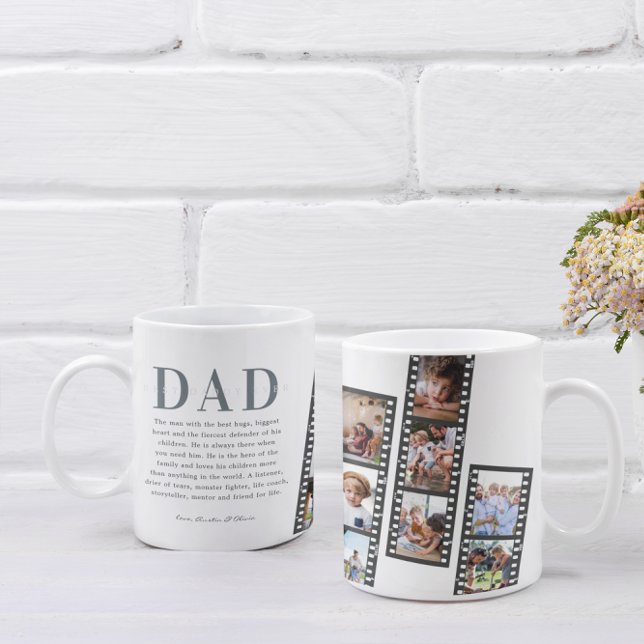 Best Dad | Modern 8 Photo Film Strip Collage Coffee Mug (Creator Uploaded)