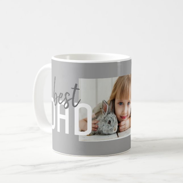 Best Dad Modern Grey Photo Father`s Day Coffee Mug (Front Left)