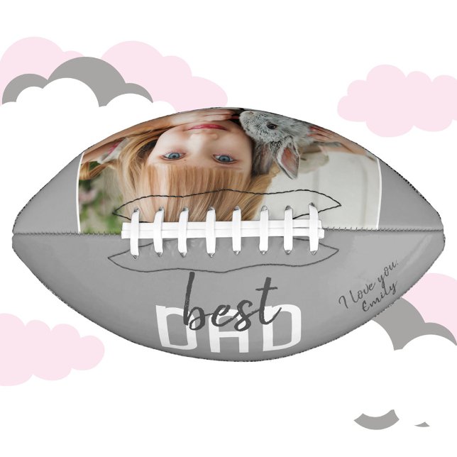 Best Dad Modern Grey Photo Father`s Day Football (Creator Uploaded)