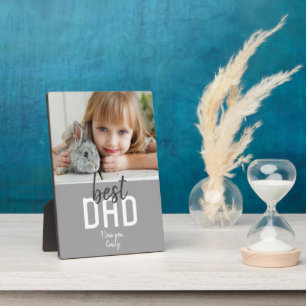 Best Dad Modern Grey Photo Father`s Day  Plaque