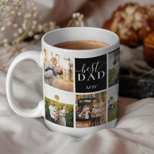 Best Dad Monogram Photo Collage Coffee Mug