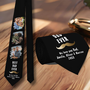 Best Dad Mustache Father's Day 3 Photo Collage Tie