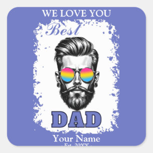 Best Dad Pansexual Flag Colours Father's Day Gift Square Sticker