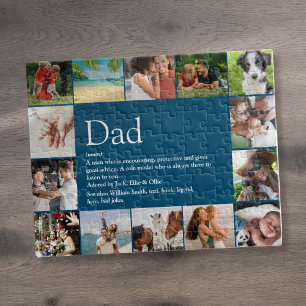 Best Dad Papa Father Definition 14 Photo Blue Jigsaw Puzzle