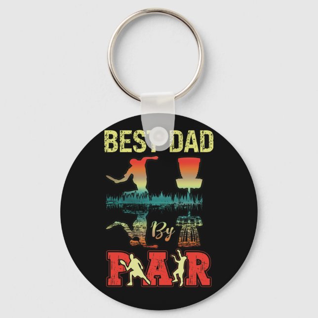 Best Dad Par Discgolf Discgolfer Frisbee Golfing Key Ring (Front)