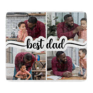 Best Dad Personalised 4 Photo Collage Cutting Board