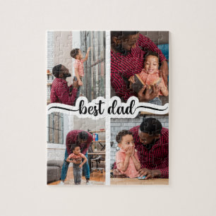Best Dad Personalised 4 Photo Collage Jigsaw Puzzle