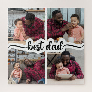 Best Dad Personalised 4 Photo Collage Jigsaw Puzzle