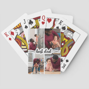 Best Dad Personalised 4 Photo Collage Playing Cards