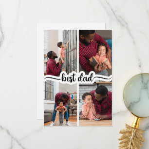 Best Dad Personalised 4 Photo Collage Thank You Card