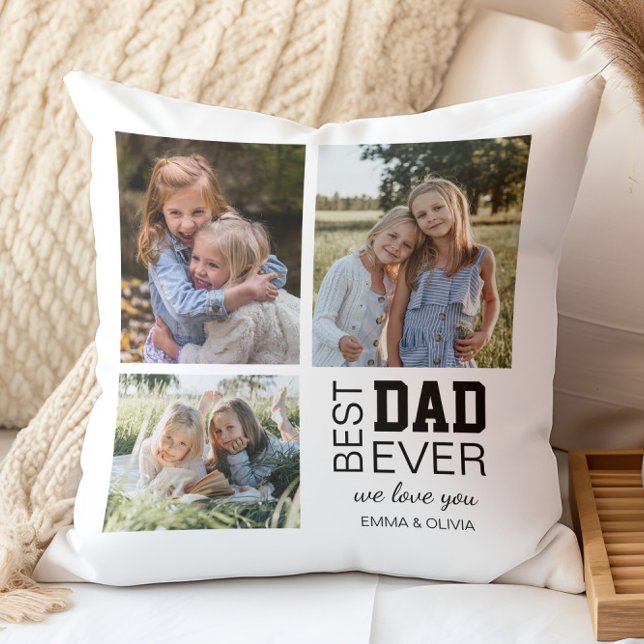 Best Dad Personalised Photos Cushion (Create your own Personalized Photos Best Dad Ever Throw Pillow by MINTIC DESIGN STUDIO)