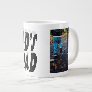 Best Dad photo black 3d text Large Coffee Mug