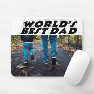 Best Dad photo black 3d text Mouse Pad