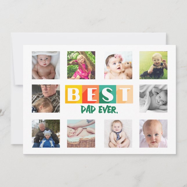 BEST DAD Photo Collage Custom Personalised Cute Holiday Card (Front)