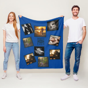 Best DAD Photo Collage Funny Fatherhood Quote Flee Fleece Blanket