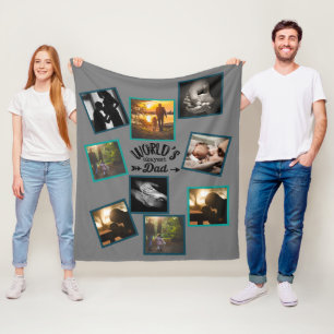 Best DAD Photo Collage Funny Fatherhood Quote Fleece Blanket
