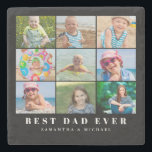 Best Dad Photo Collage Stone Coaster<br><div class="desc">Best Dad photo collage stone coaster. Replace the nine photos with your own and add your text. Easy to do from the product page. Makes a great gift for Dad.</div>