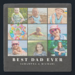 Best Dad Photo Collage Stone Coaster<br><div class="desc">Best Dad photo collage stone coaster. Replace the nine photos with your own and add your text. Easy to do from the product page. Makes a great gift for Dad.</div>