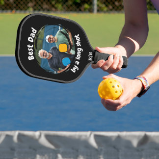 Best Dad Photo Gift | Custom Modern Monogram Pickleball Paddle