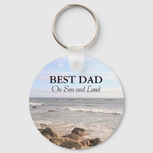 Best Dad Photo of Wavy Atlantic Ocean Blue Sky Key Ring