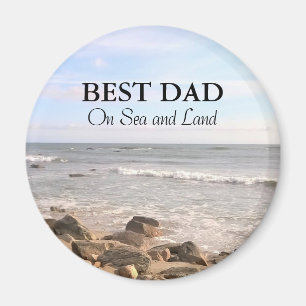 Best Dad Photo of Wavy Atlantic Ocean Blue Sky Magnet