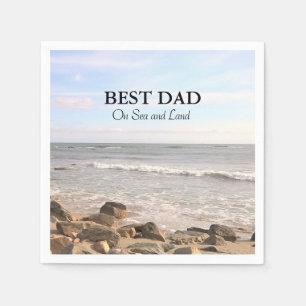 Best Dad Photo of Wavy Atlantic Ocean Blue Sky Napkin
