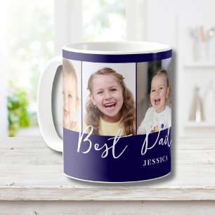 Best Dad Photo Personalised Blue Coffee Mug