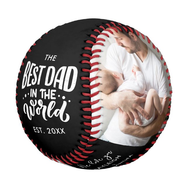 Best Dad Photos Fathers Day Keepsake Custom Baseball (Angled)